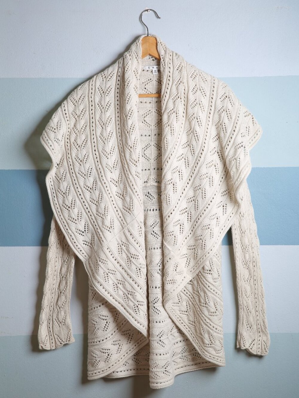 CABI 100% Cotton Knit Shawl Collar Cardigan | Size Medium